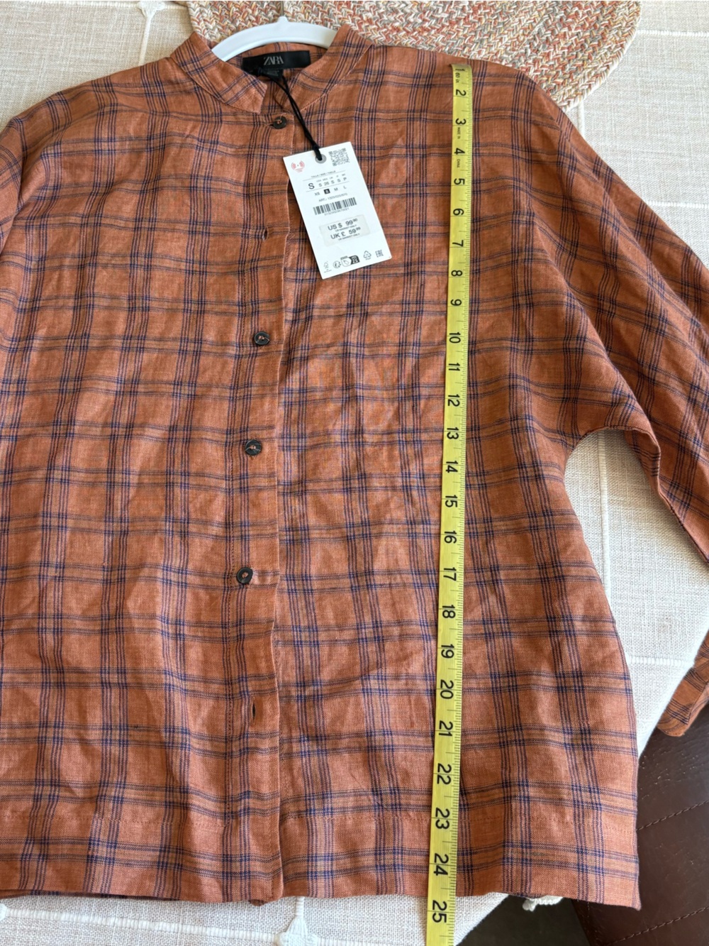 NWT Zara Checked Linen Shirt ZW Collection - Picture 11 of 11